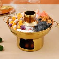 Stainless Steel Charcoa Hotpot Portable Kitchenware Cooking Pot Traditional Chinese Small Hot Pot for Picnic Camping Outdoor Pot