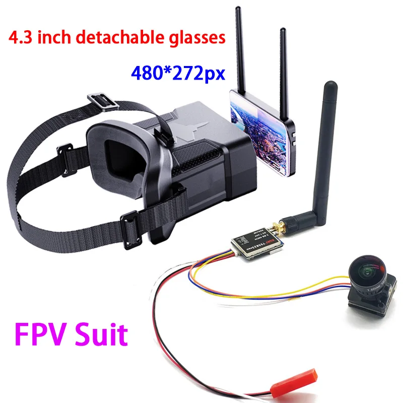 5.8G 48CH FPV Goggles 4.3 Inch Detachable Screen 480*272 with 5.8G 40CH 600mW Transmitter Starlight HDR OSD 1200TVL fpv camera