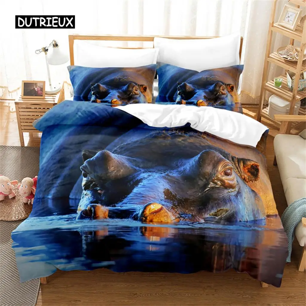 

Hippo Design Bedding Set Duvet Cover Set 3d Bedding Digital Printing Bed Linen Queen Size Bedding Set Fashion Design