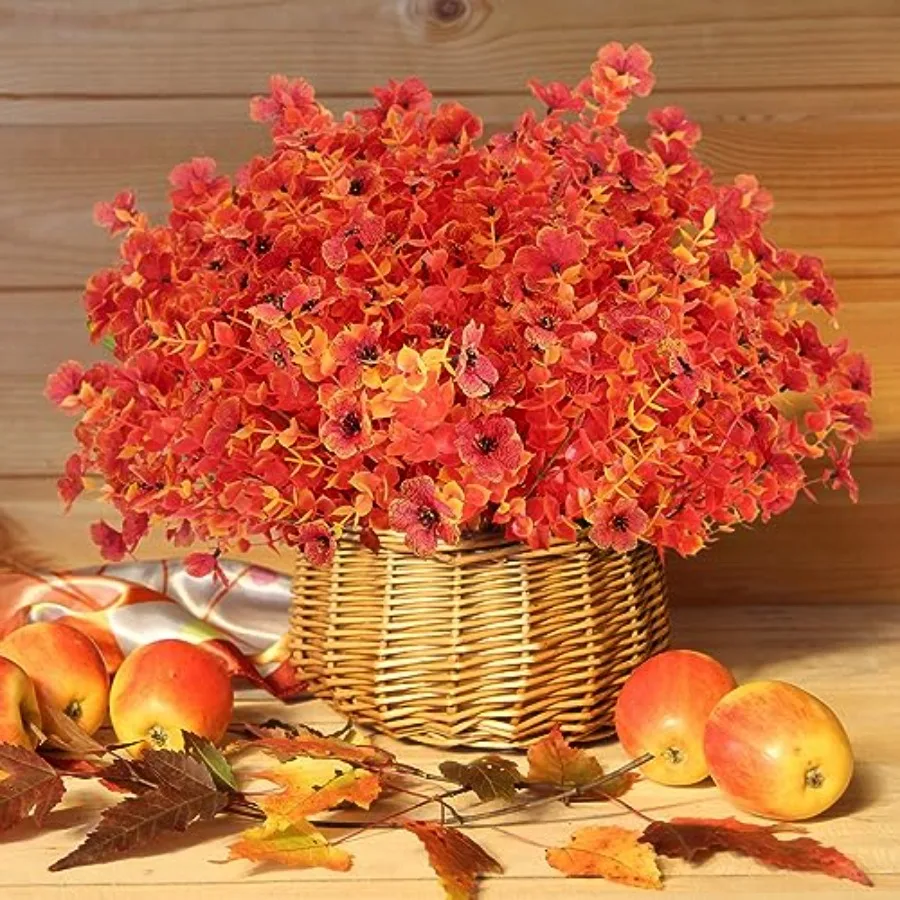 

12 Bundles Artificial Fall Flowers Outdoor UV Resistant Fake Mums Bulk Outdoor Faux Mums Plants Plastic Flower Drations for Hom