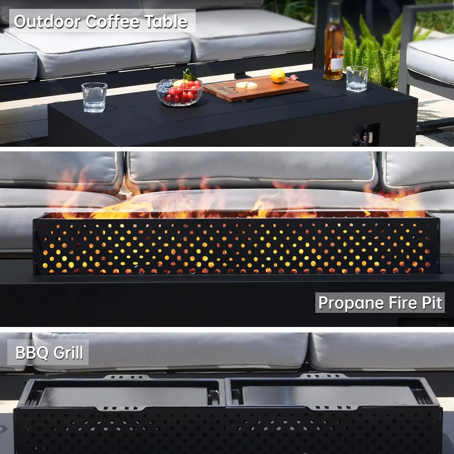 48 Inch Propane Fire Pit Table, 50,000 BTU Outdoor Gas Fire Pit, Customized
