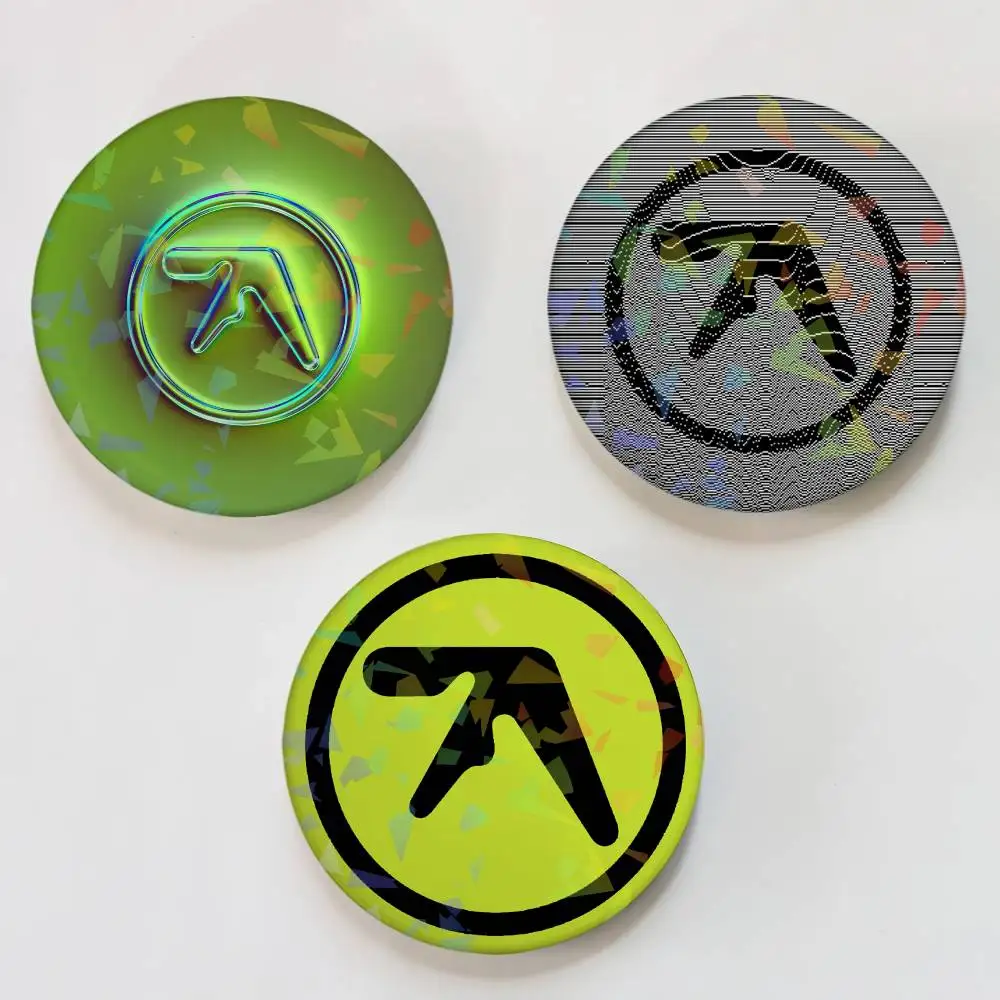 Punk A-Aphex Twin Round Exquisite Laser Badge Brooches Creative Pins For Clothes Hat Backpack Gift Accessories