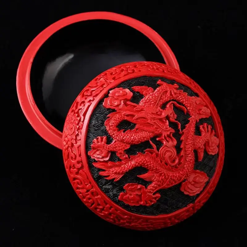 Exuqisite Chinese Traditional Technology Red Lacquerware Dragon Jewelry Box
