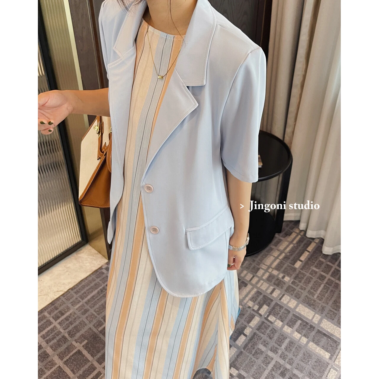 Chiffon Blazers Women Short Sleeve Jacket Coat Y2k 2023 Summer Clothing Elegant Vintage Fashion Luxury Korean Top Cropped New