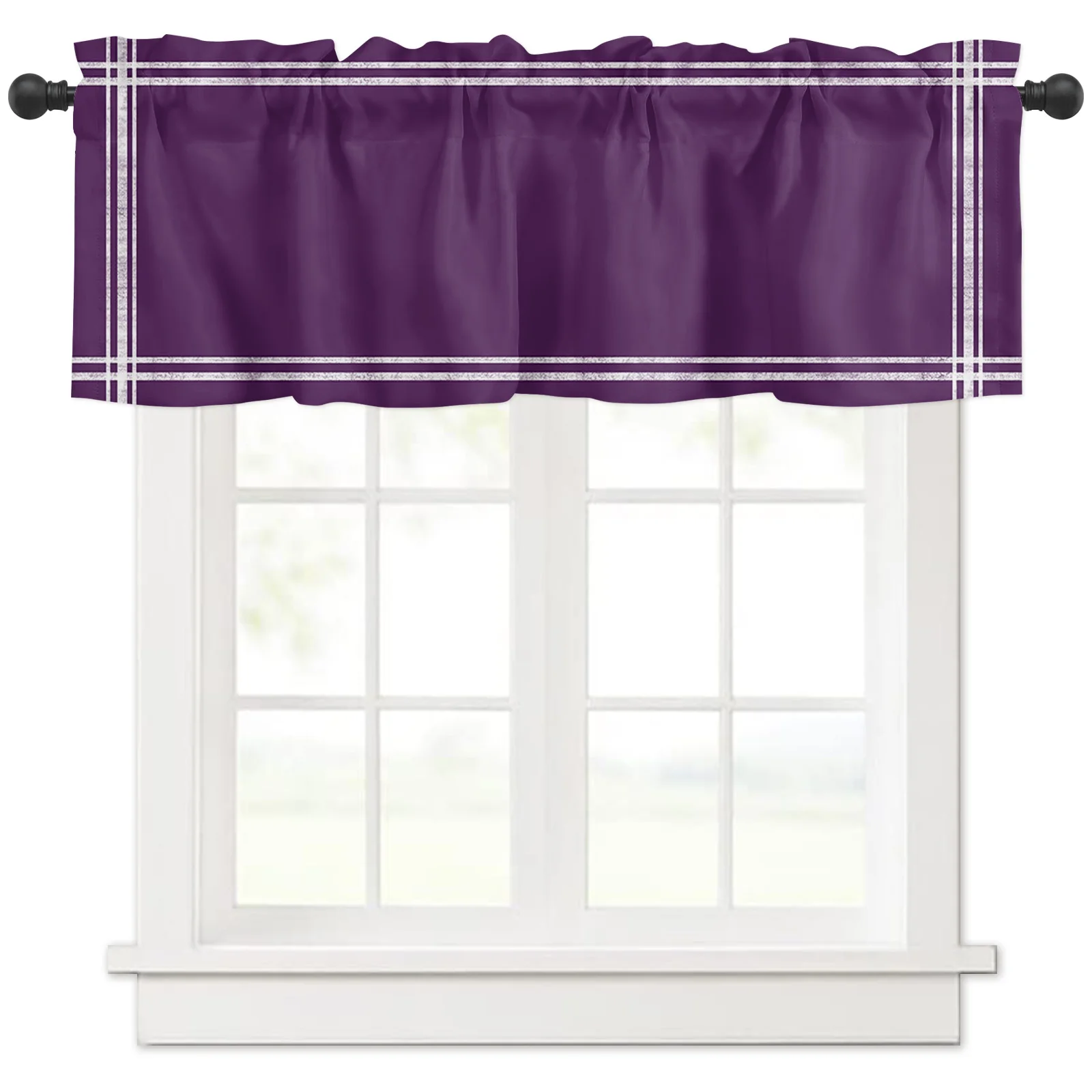 ZEDLIYU Short Purple Curtain, Valances for Windows Kitchen Café Living Room Small Window Valance Purple 1 Panel, 54 x 18 Inch