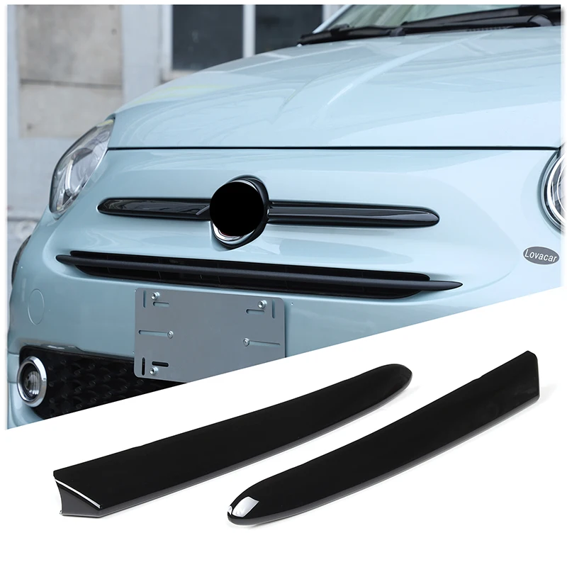 Voor Fiat 500 2010-2023 ABS Glossblack Auto Front embleem side trim strip Achterklep Handvat Decoratieve Strip Sticker Auto accessoires