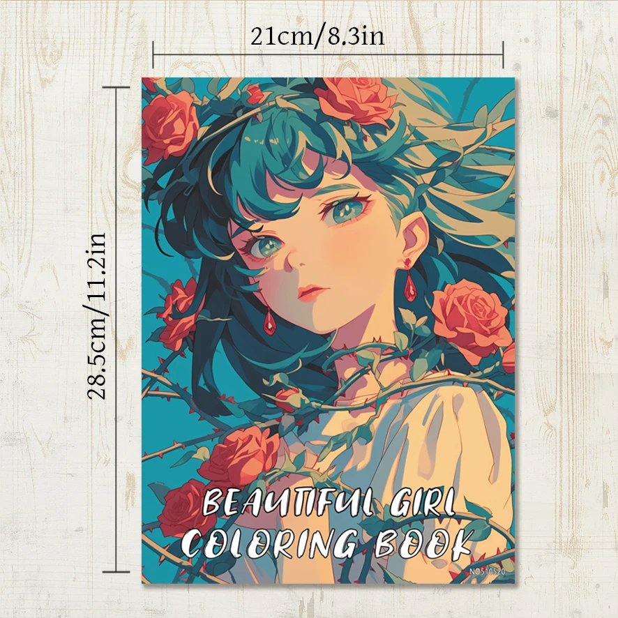 Beauty Coloring Book for Adults - 8.3 x 11.2 inches 22 pages character coloring book - helps relieve stress and emotions, positi