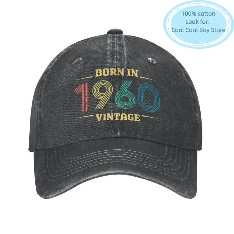 Personalized Cotton VINTAGE BORN Birthday IN 1960 Baseball Cap Men Women Adjustable 63th Birthday Gift Dad Hat