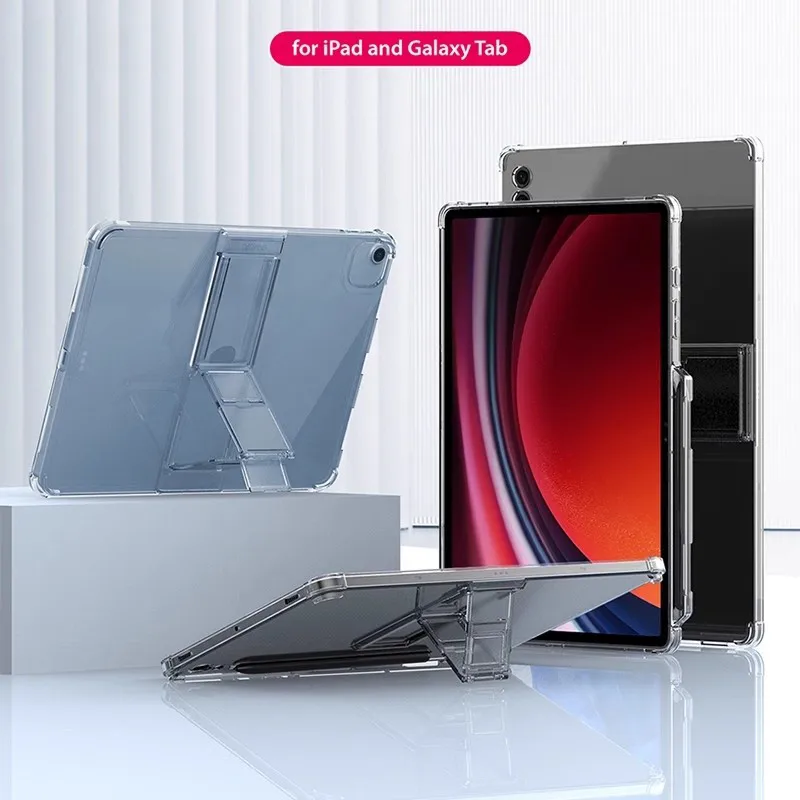 

Прозрачный мягкий чехол-подставка из ТПУ для Samsung Galaxy Tab S10 Plus 12.4 S10+ S10 Ultra 14.6 2024 S9 FE Plus S7+ S8 A9 Plus A8 A7 S6 Lite