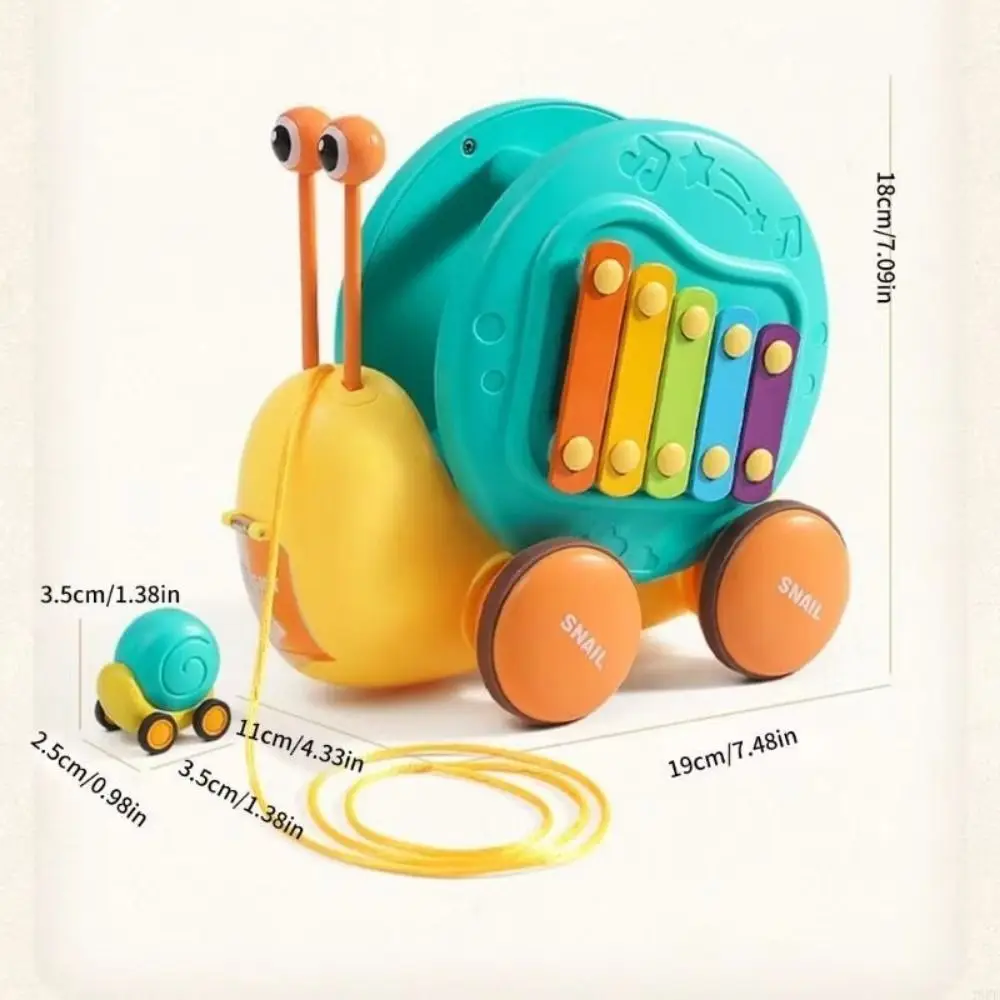 Baby Walker Pull String Snail Car Toy Learning To Walk Cartoon Pet Drag Rope Snail Knock Interactive Pull-Along Snail Toy