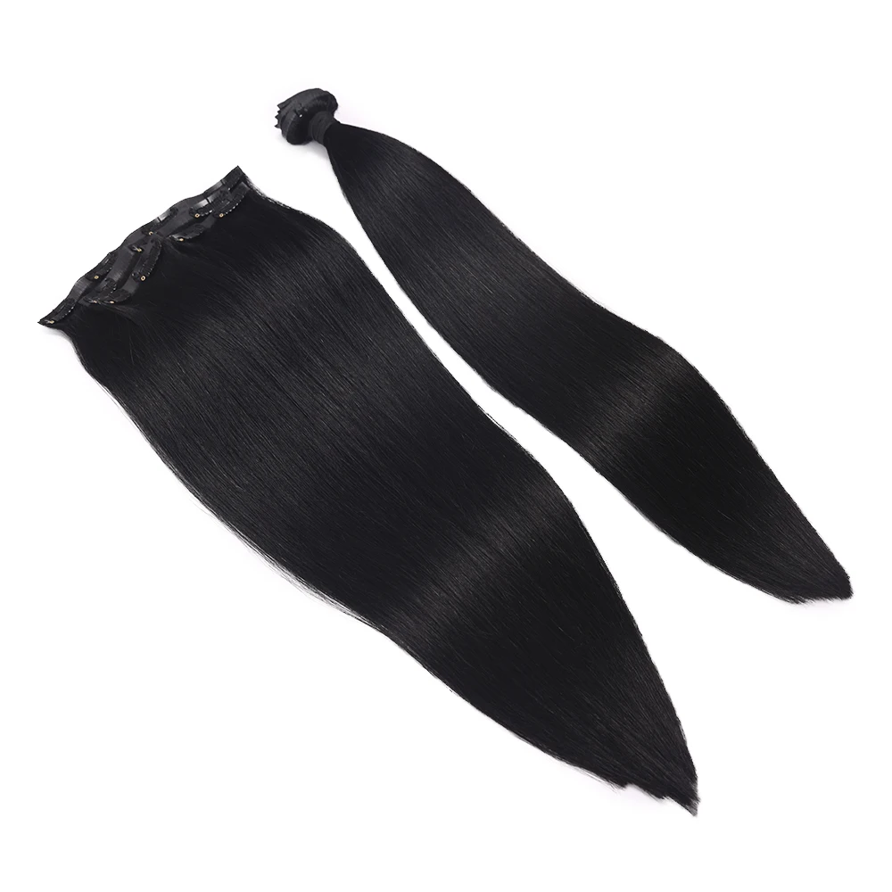 Extensions de cheveux humains à clipser sans couture, extensions de cheveux à clipser, trame PU invisible, 4 pièces, 11 clips, 90-110g, 14-22 pouces