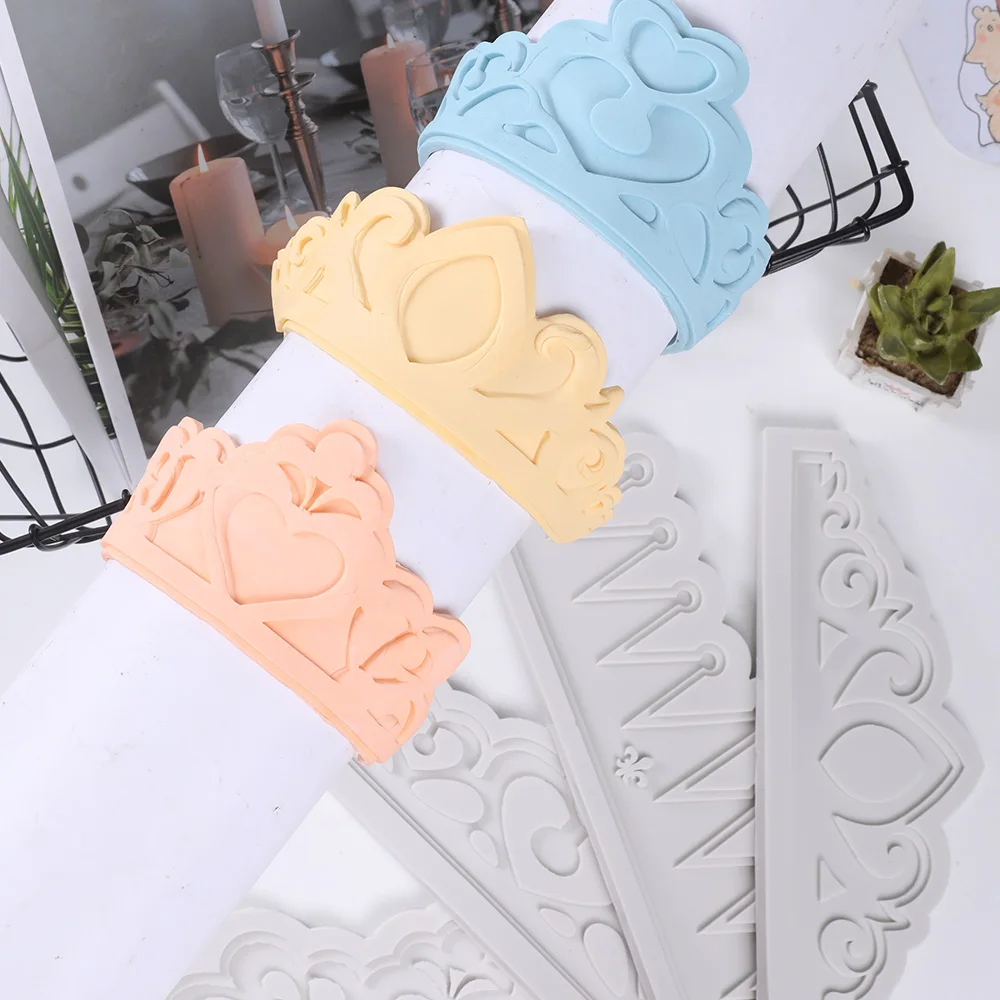 9 Pattern Crown Shape Silicone Fondant Mold Multi Pattern Easy Release DIY Cake Decor,Cupcake Topper Mold