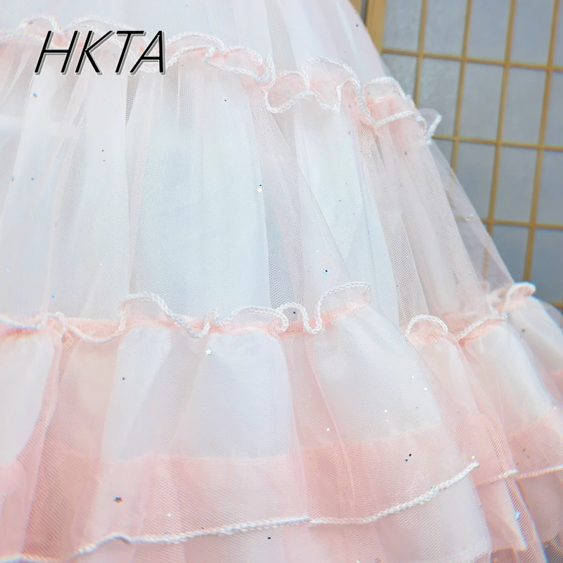 Falda de longitud media con soporte para mujer, pastel en cascada, dulce y bonito de Lolita, novedad de verano, borla de estrella de malla con soporte para falda rosa