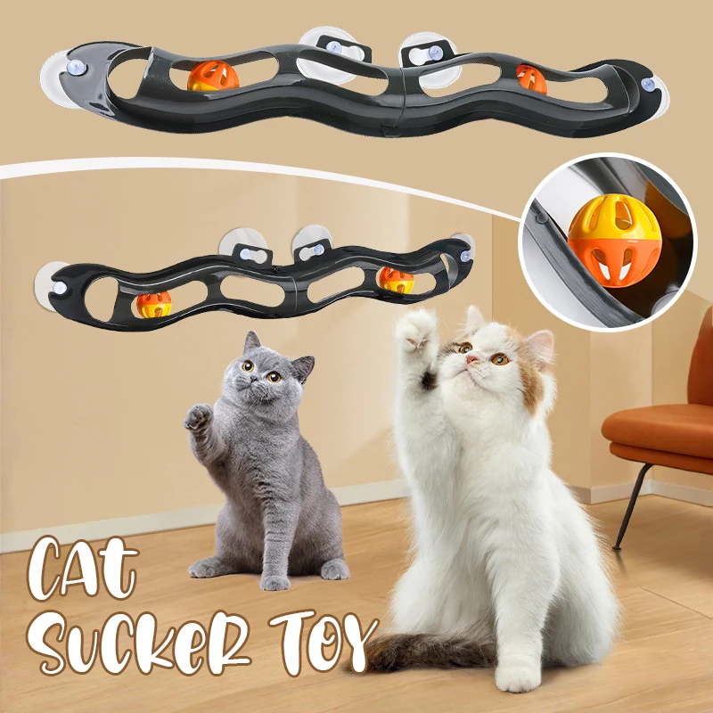 

Foldable Track Bell Ball Cat Toy with Suction Cup Window Adsorption Glass Funny Cat Scratching Plastic Toys Pet Accessories
