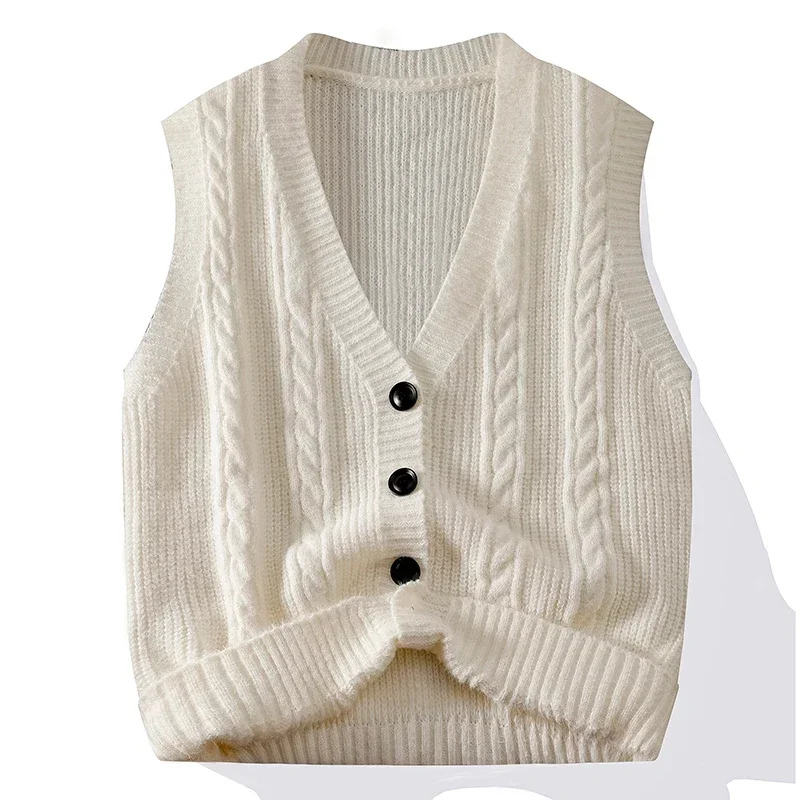 Cardigan Sweater for Men Autumn Winter Casual Knit Coat Loose Vest Sleeveless Vest for Men Sleeveless Cardigan Sweater Fashion view 4