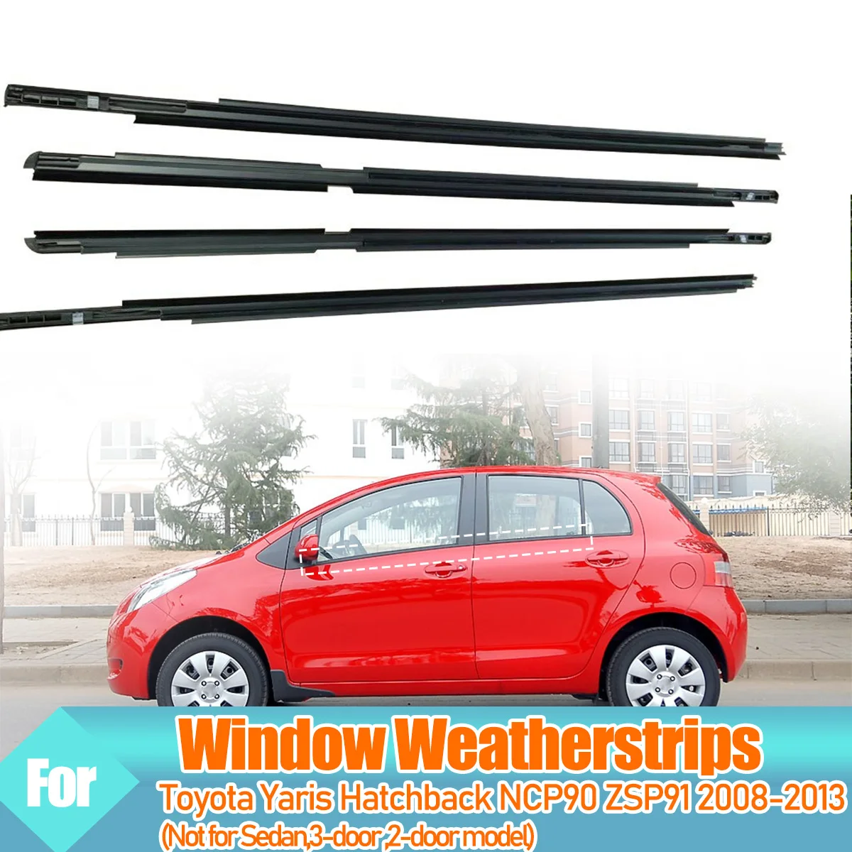 4 szt. Gumowa taśma uszczelniająca do listwa drzwiowa listwa wykończeniowa do Toyota Yaris Hatchback NCP90 ZSP91 2008-2013