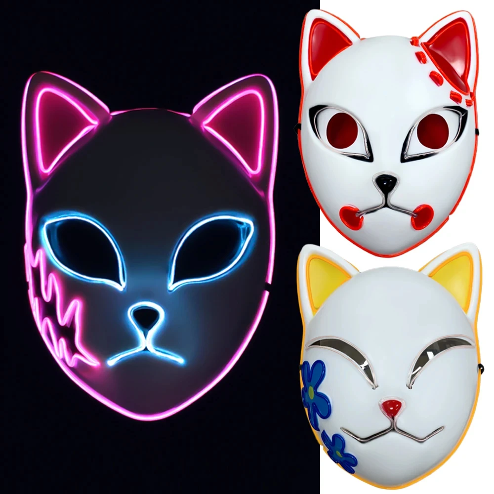 

Sabito Kamado Makomo LED Mask Cosplay Thicken Plastic Demon Killer Masks Halloween Carnival Dress Up Party Costume Props