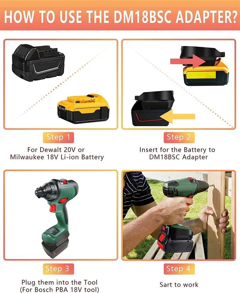 Battery Adapter Converter for Makita/Dewalt/Bosch/Milwaukee 18V Li-ion Battery Convert To for Bosch PBA Series Electrical Tools