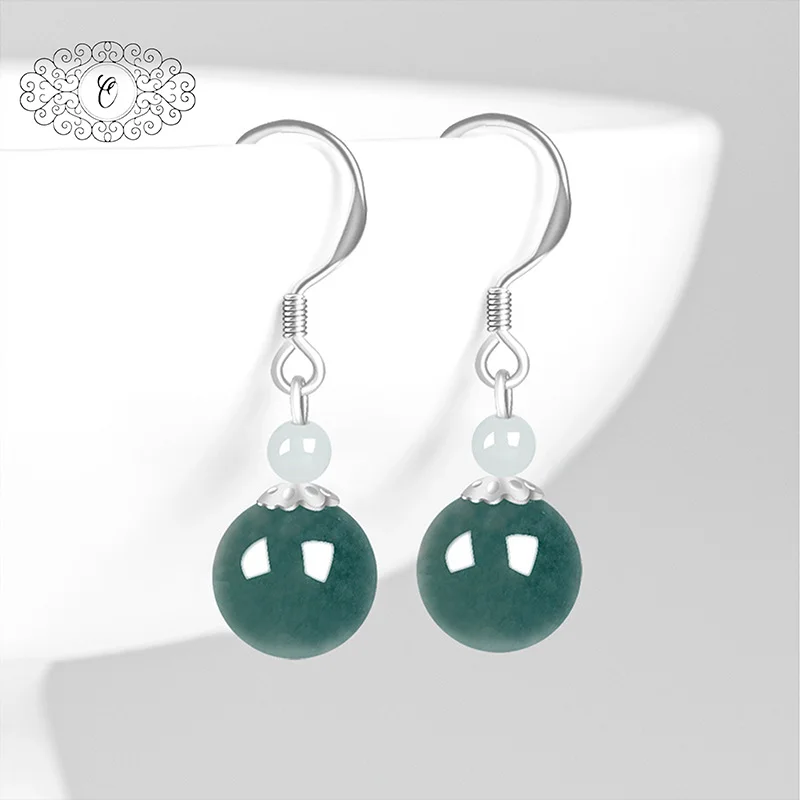 

Блестящие серьги-крючки из синего водяного нефрита, гладкие полированные бусины с эффектом глубокого омбре