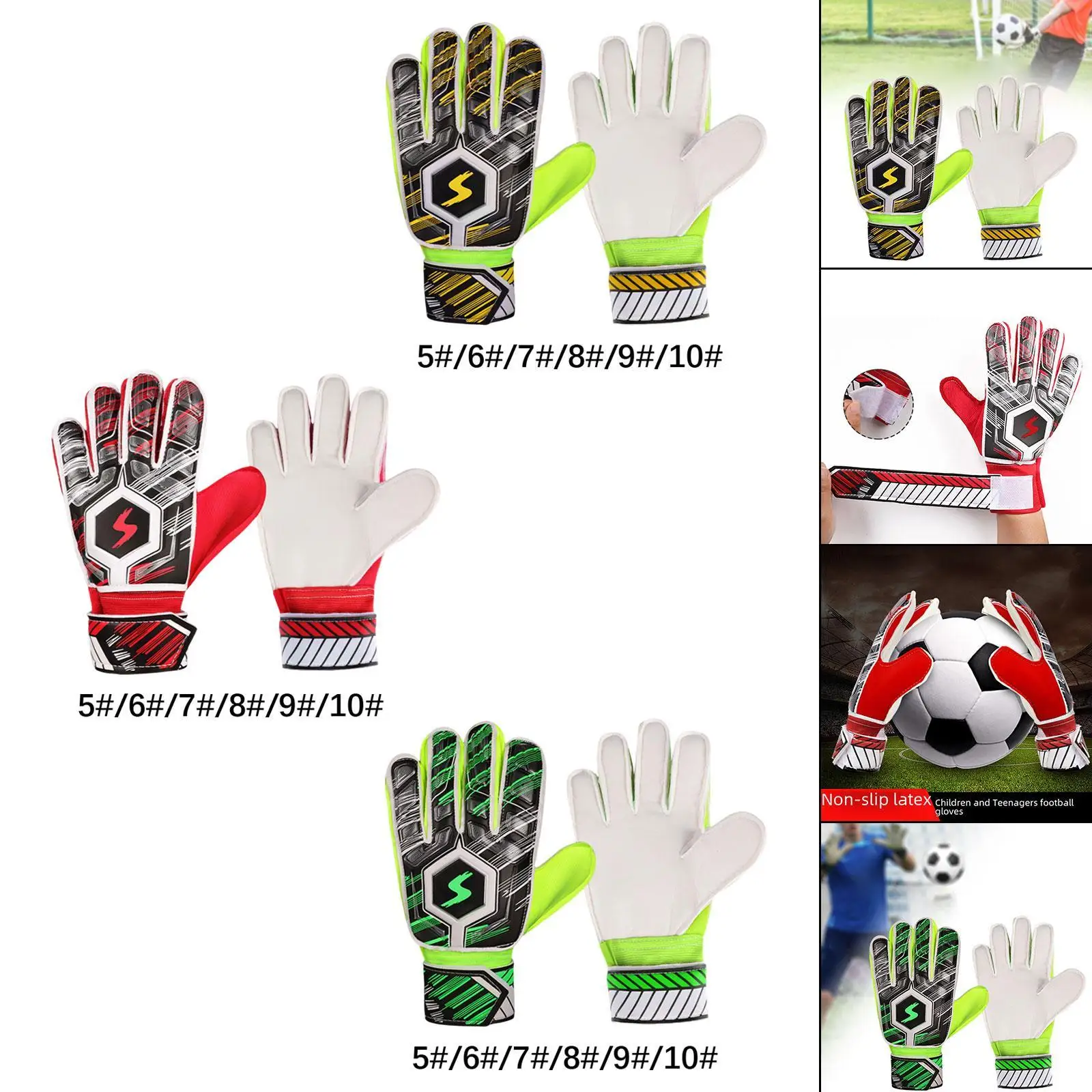 

Goalkeeper Gloves Goalkeeping Gloves Breathable Latex Accessories Equipment Strong Grips Professional Training Gloves Kids