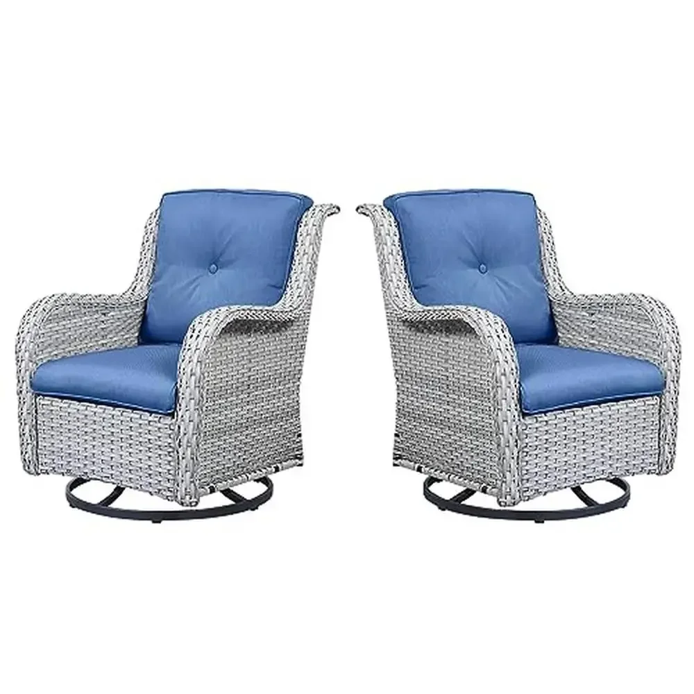 Swivel Rocker Patio Chairs Set of 2 High Back Wicker Chair Heavy-duty Steel Frame 360° Rotation Easy to Clean Olefin Cushions