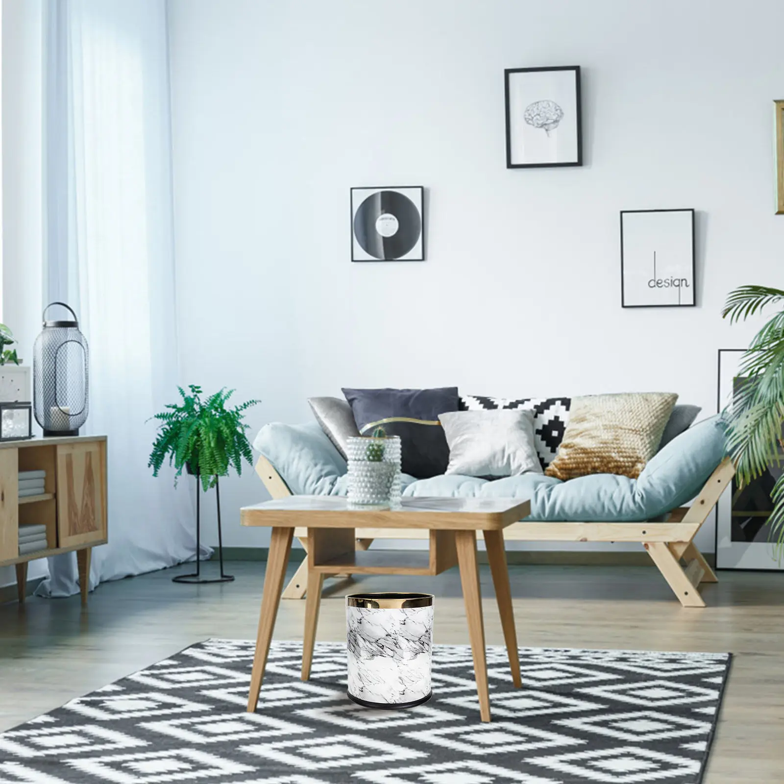 

Декоративная мусорная корзина под мрамор, пластиковая корзина без крышки для хранения отходов на кухне и в офисе