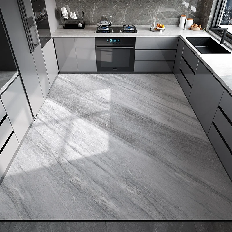 المطبخ الكلمة حصيرة مقاوم للماء عدم الانزلاق النفط مقاومة الجلود السجاد بولي كلوريد الفينيل حجم كبير تقليد الرخام هندسية البساط ديكور المنزل حصيرة