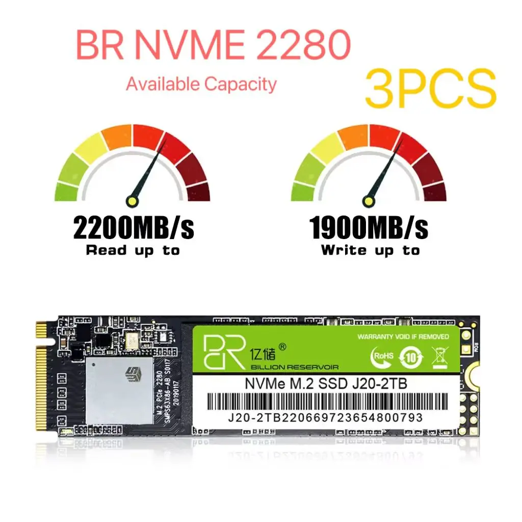 

BR M.2 NVMe SSD 512GB J20 256GB M2 NVMe 128GB hard drive Solid State Drive internal hard disk 3pcs for laptop desktop tablets