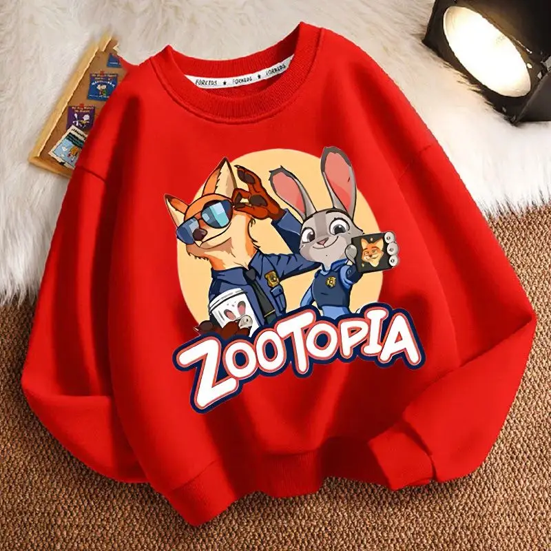

Disney New Cotton Round Neck Hoodie, Zootopia, Judith Nick Plush, Autumn and Winter Warmth, Popular Cartoon Cute Children's Gift