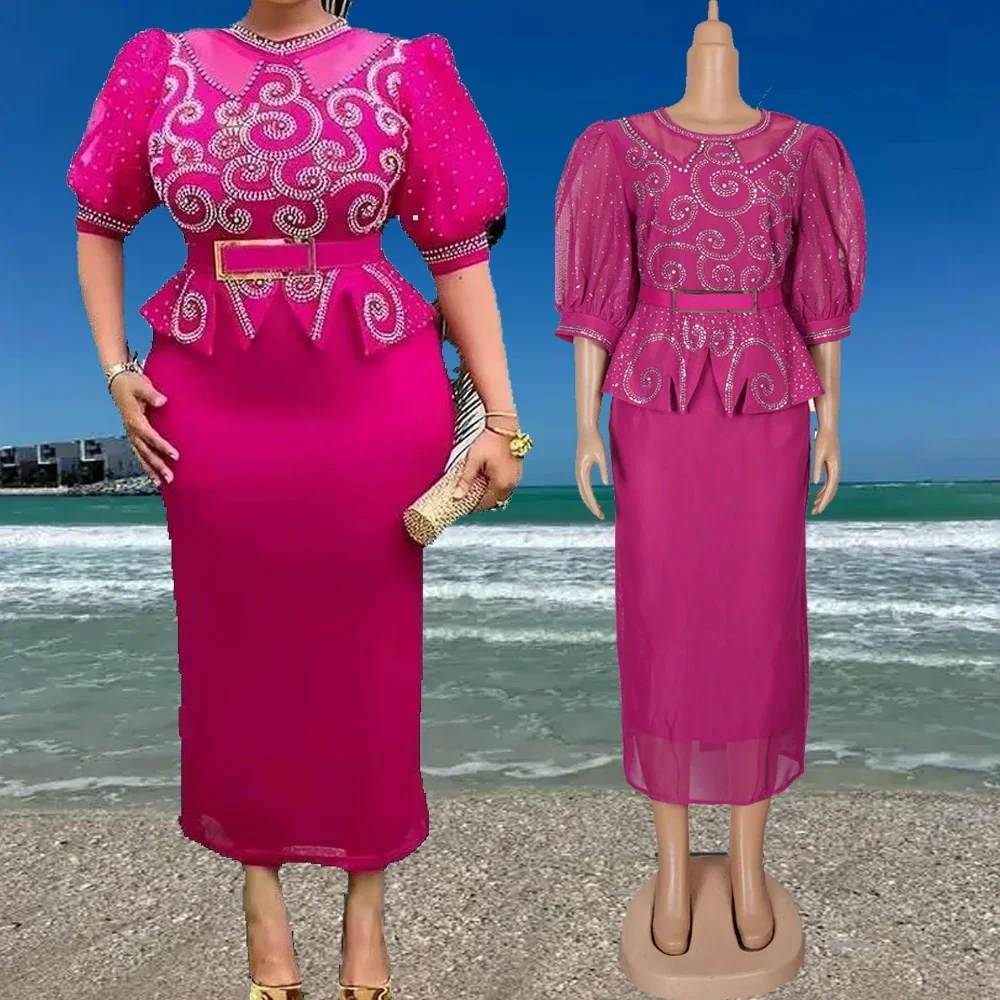 

Элегантные вечерние платья с бриллиантами для женщин, большие размеры, африканская одежда, свадебное платье Анкара Дашики, турецкое кафтан, платье Абая