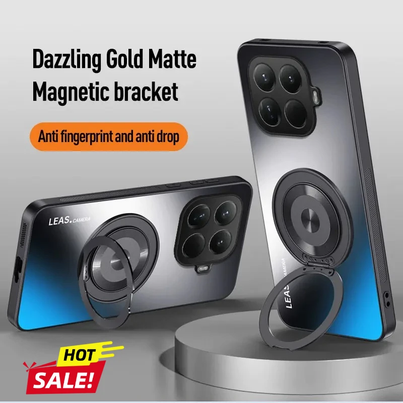 

For Xiaomi 15T pro Case Luxury Acrylic Matte 360° Rotating Stand PC Back Cover For Xiaomi 15T pro Shockproof Bumper Fudna