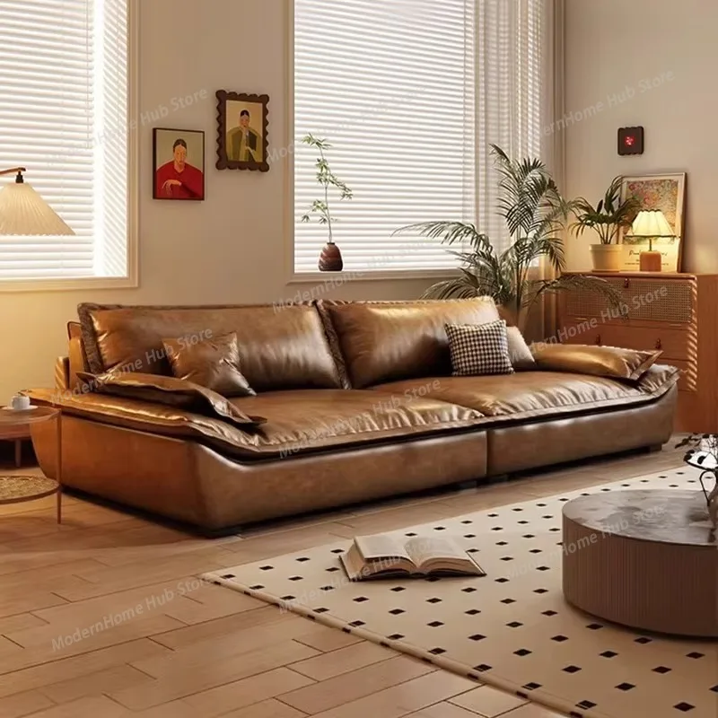 Real Lazy Living Room Sofas Extendable Aesthetic Black Leather Lounge Sofa Luxury Soft Arm Banken Woonkamer Furniture Home
