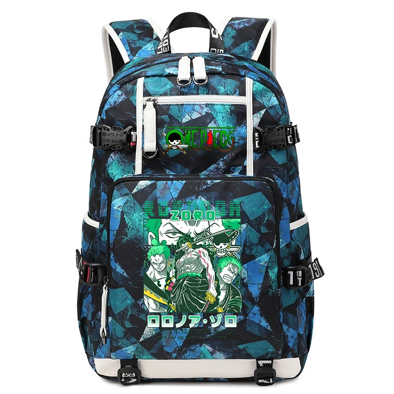 One Piece Zoro Print Large Capacity School Backpack For Kids Teens Anime Bookbag