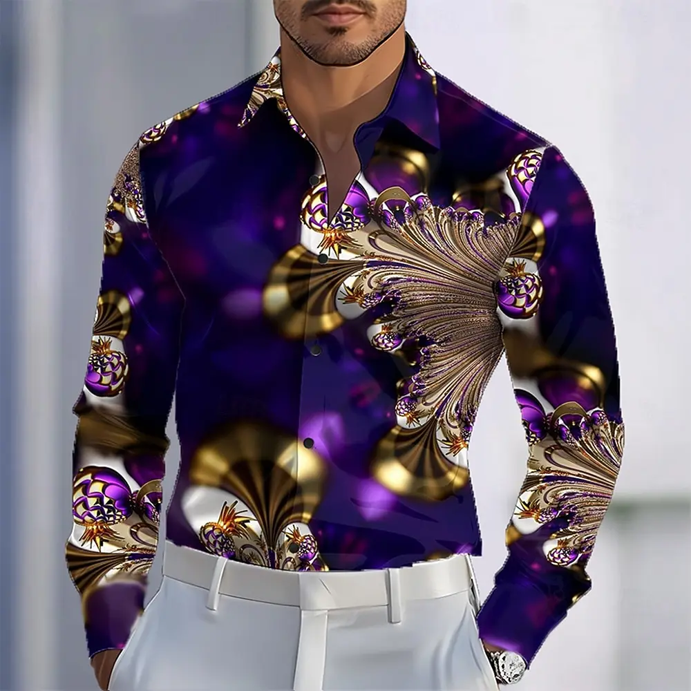 

Mardi Gras Мужская карнавальная рубашка с абстрактным искусством и длинным рукавом, модная повседневная рубашка на пуговицах для вечеринок и отдыха, летняя отложная рубашка с 3D принтом
