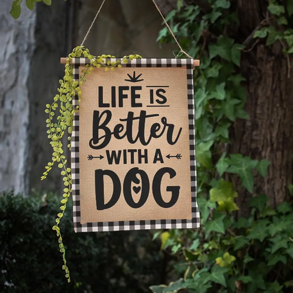 Moslion Garden Flag Home Banners Outdoor Decor Lawn (12.5 x 18 Inch, Life Is Better With A Dog Garden Flag) kkz