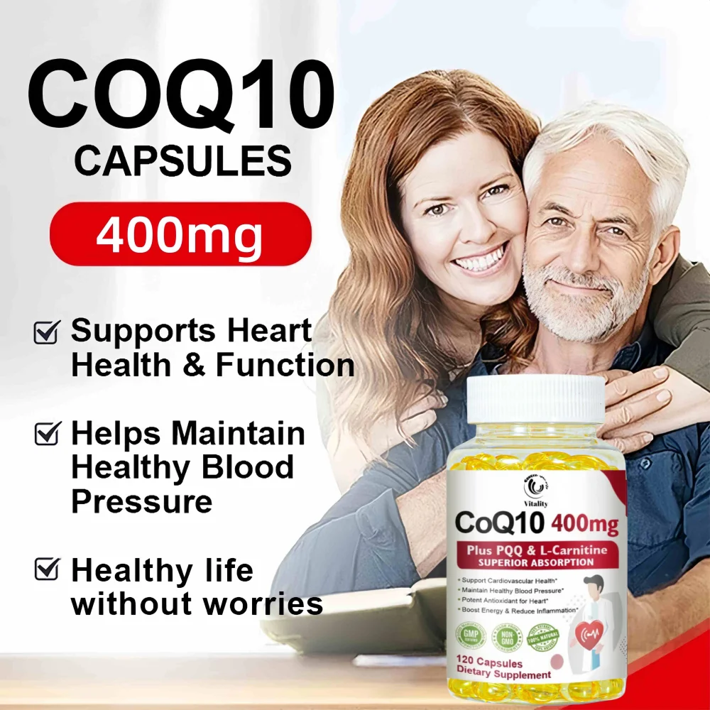 CoQ10 Capsules (Ubiquinone) 400mg with PQQ, Antioxidant Support for Brain, Heart, & Energy Health – Coenzyme Q10 Supplement