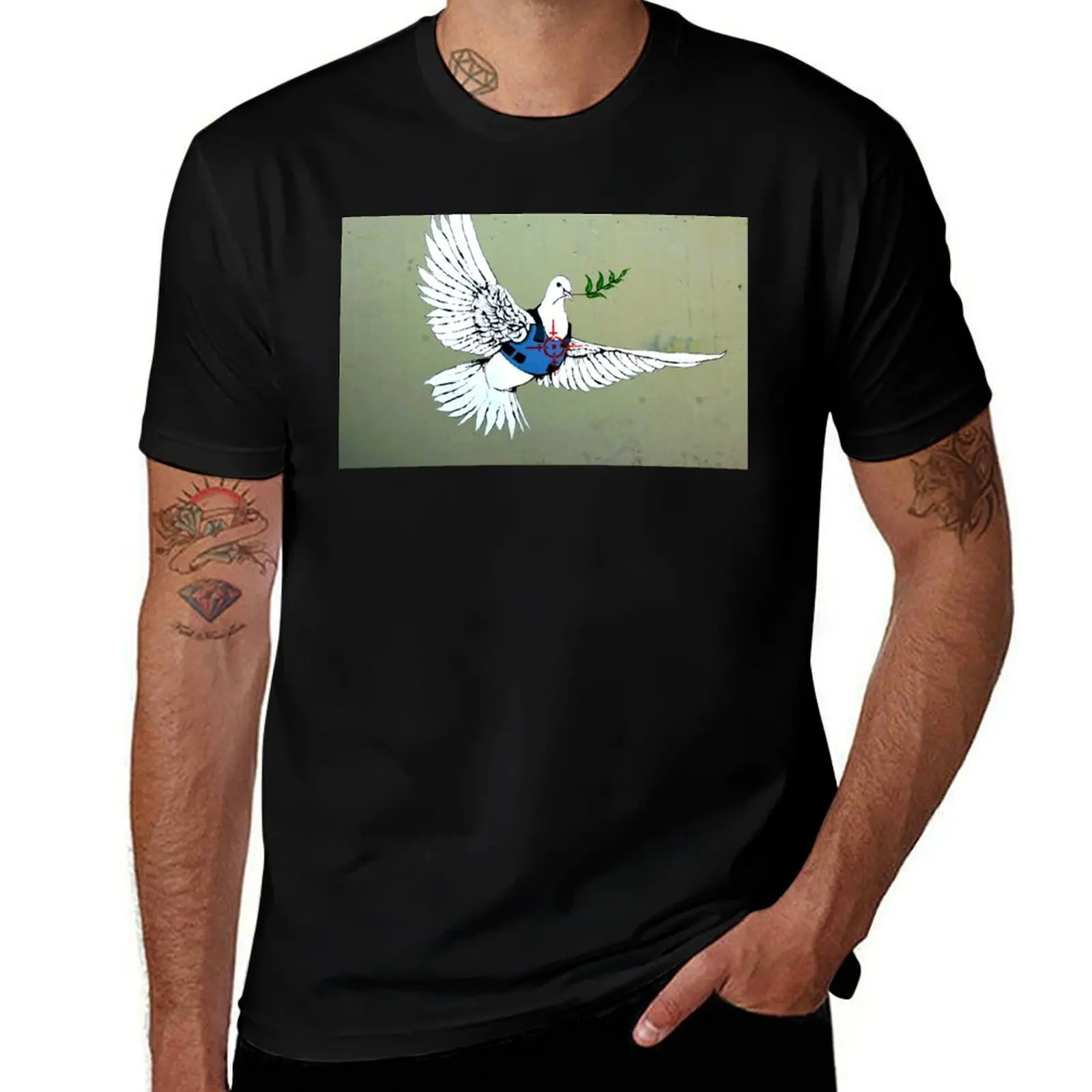 Banksy Peace Dove T-Shirt Work Outdoor Short Sleeve Tee T-Shirt