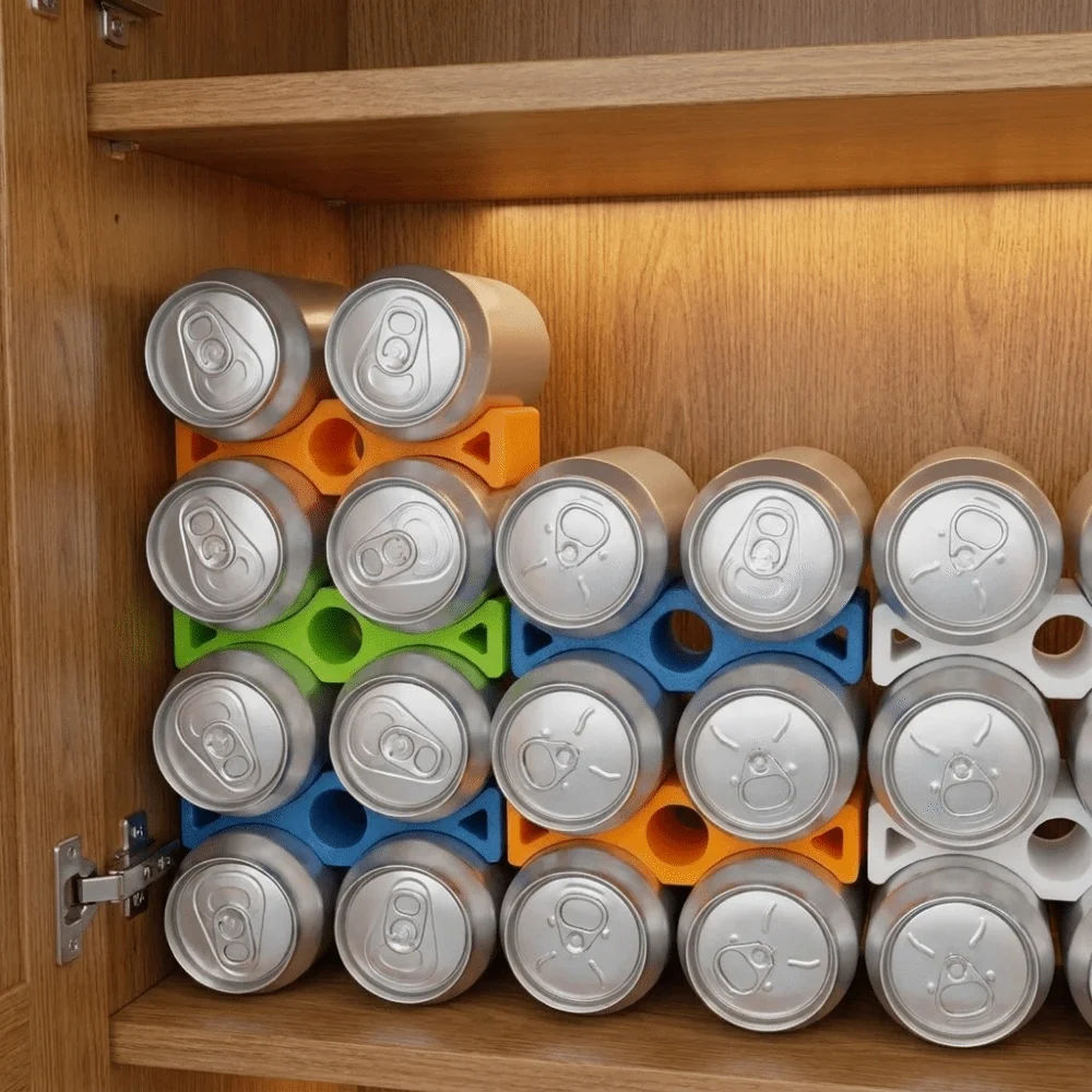 Durable 3D Printed Can Stacker Organizer Plastic Stable Soda Can Stacker Space Saving Beverage Can Holder for Kitchen