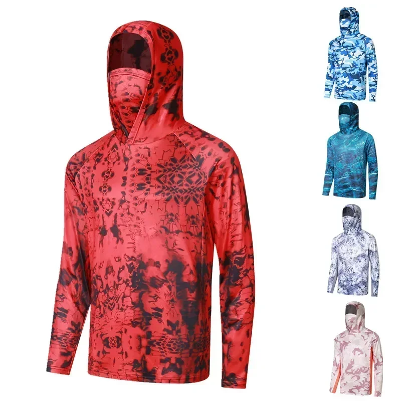 Fishing Hooded Shirts Face Cover Men Long Sleeve  Protection Performance Fishing Clothing Breathable Fishing Apparel