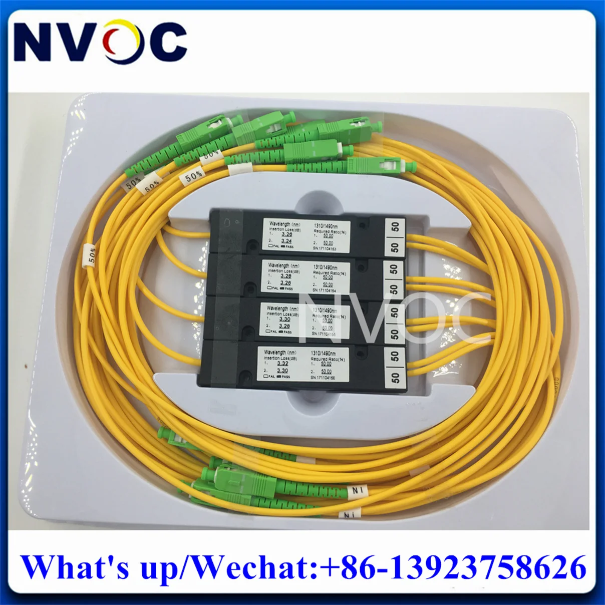 Imagem -06 - Acoplador da Fibra de 50 50 1x2 Fbt sm Janela Tripla 1310 1490 15502.0 Mm1m Caixa do Abs Divisor da Fibra Ótica 90*20*101*2 com Scapc do sc Upc