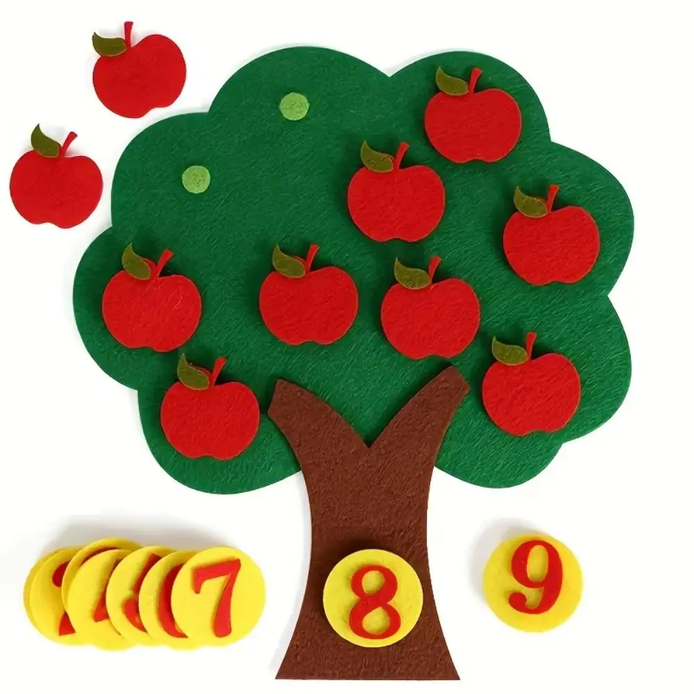 Non-woven Felt Felt Apple Tree 1-10 Numbers Interactive DIY Teaching Board Number Learning Detachable Felt Number Learning