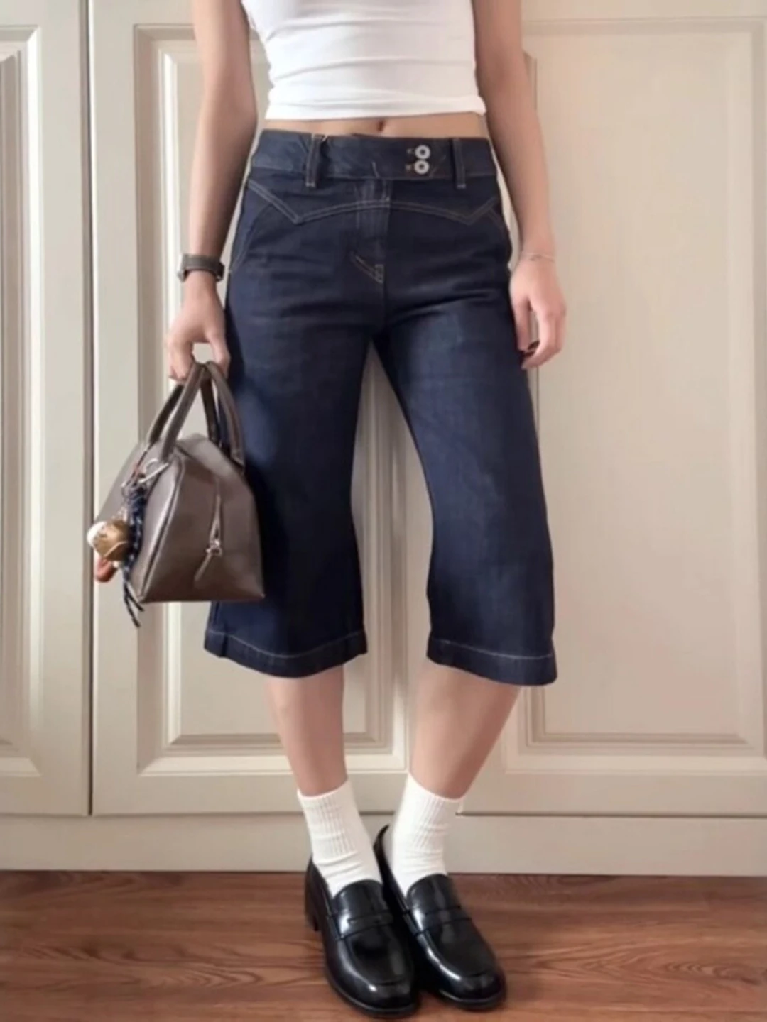 

High Waist Straight Leg Retro Denim Jeans Women's Summer 2026 New plus Size Versatile Slimming Shorts Commute Style Ladies Jeans