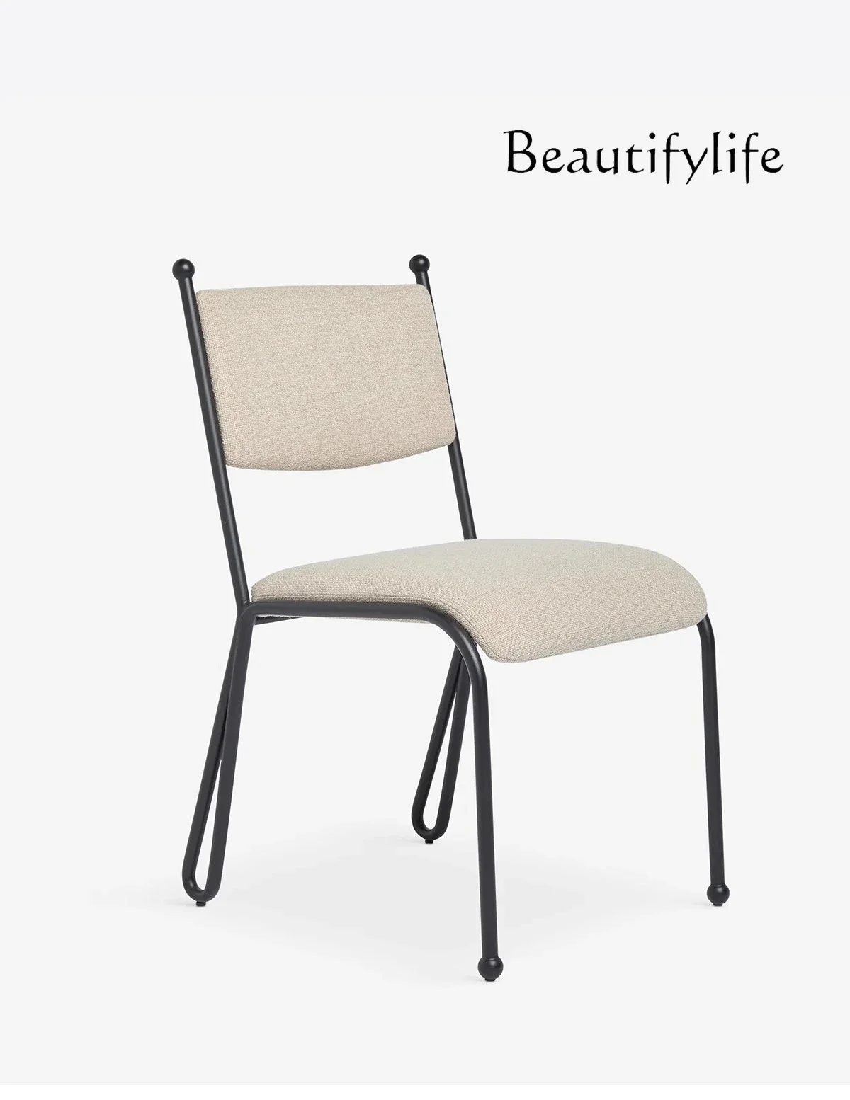 R Dining Chair Medieval Wabi Household Fabric Designer Back Chair Simple Solid Wood Dining Table Chair