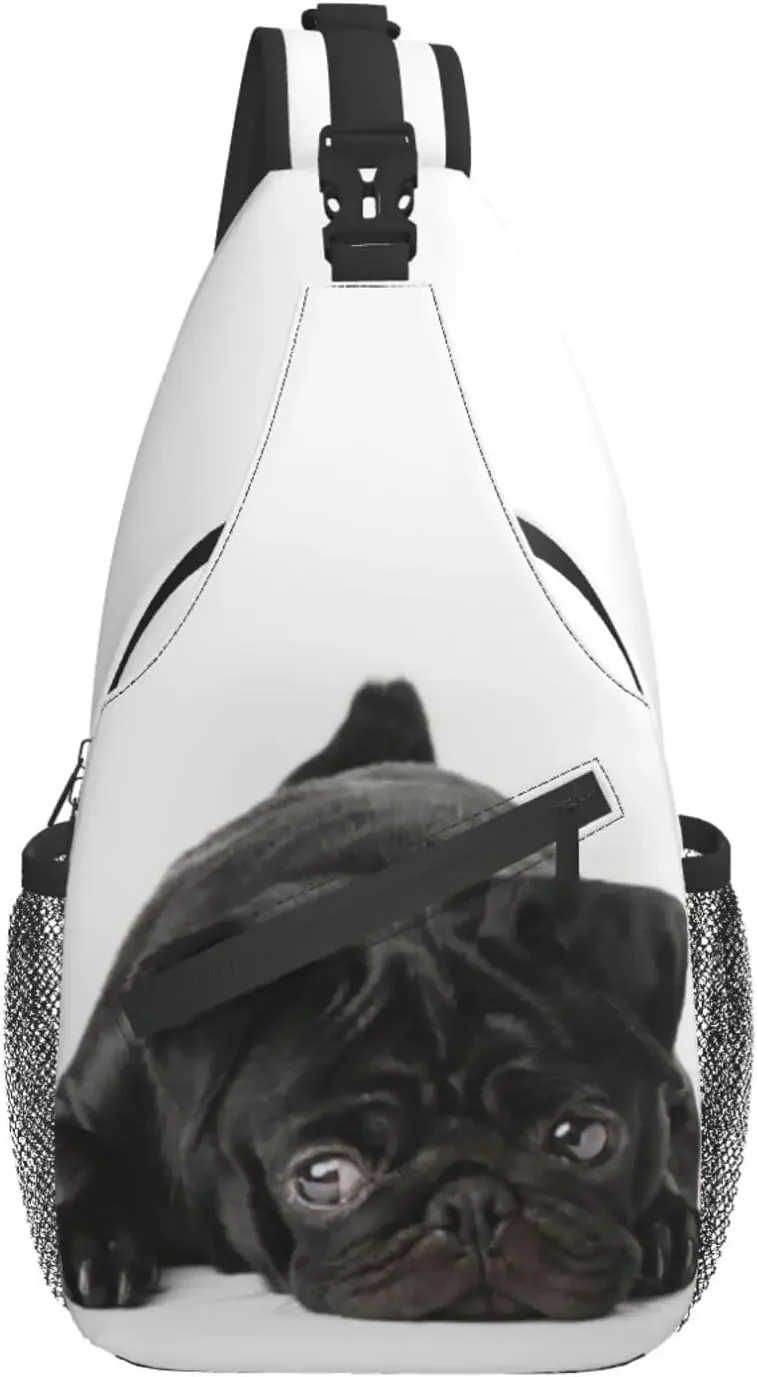 

Черная сумка-слинг для собак-мопсов через плечо, дорожный походный нагрудный рюкзак, рюкзак на одно плечо для женщин и мужчин