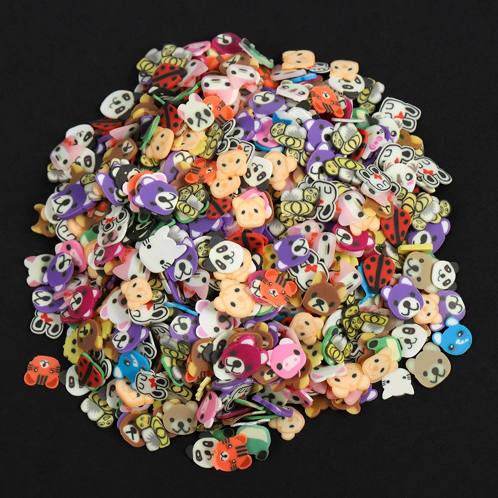 About 1000pcs/bag Small Animal Fruit Soft Pottery Pieces for DIY Epoxy Jewelry Filling Nail Art Decoration Accessories image 5