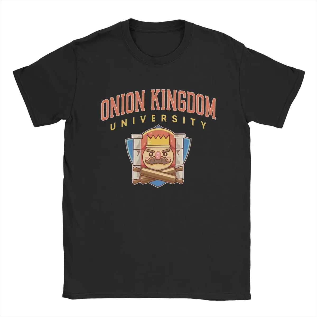 Men's Onion Kingdom University T Shirts Pure Cotton Tops Funny Short Sleeve Crew Neck Tee Shirt Printing T-Shirts