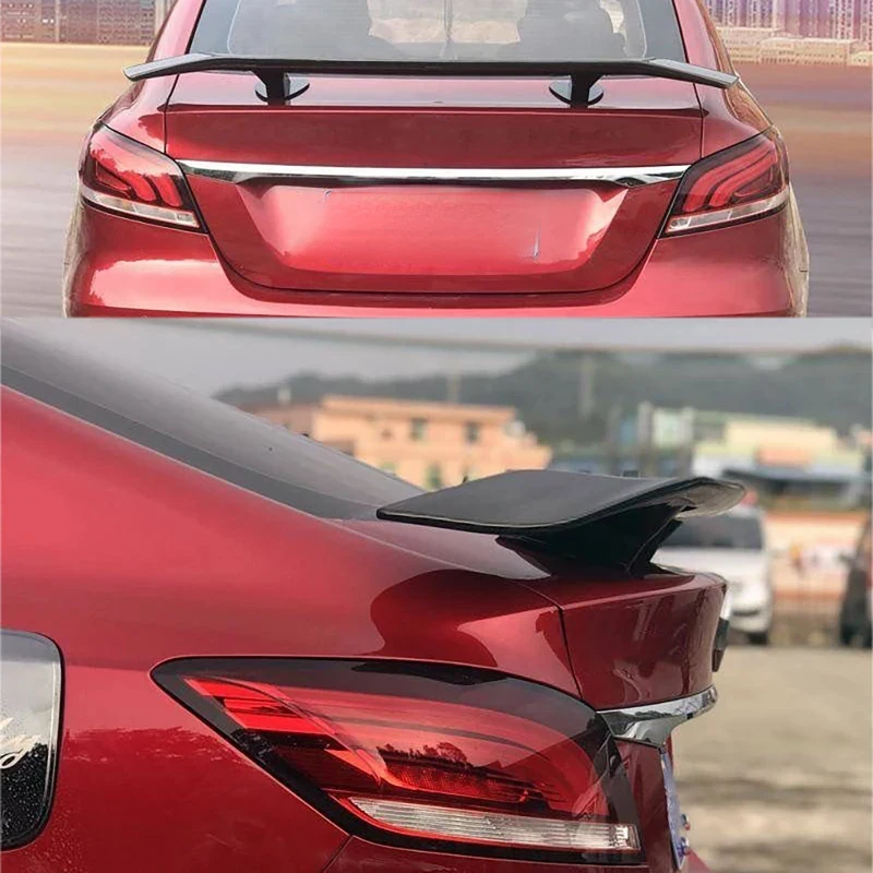 High Quality Universal Airplane Style Large Fixed Rear Trunk Spoiler Wing Sedan No Drilling Required Carbon Fiber Pattern Sp