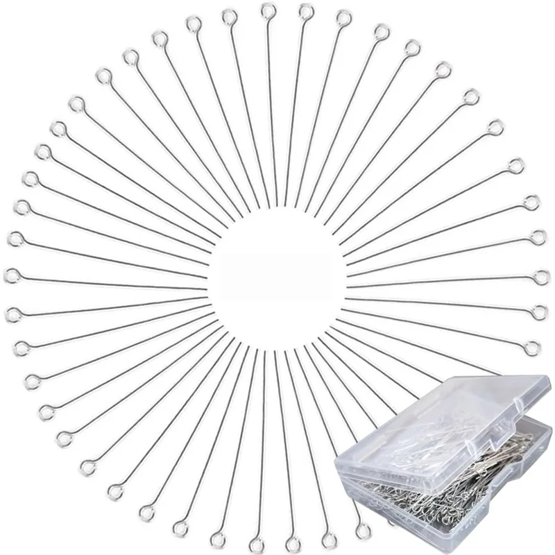 【RECOMENDAR】مجموعة دبابيس الرأس 300 قطعة 1.6 بوصة 304 دبابيس عين مفتوحة من الفولاذ المقاوم للصدأ لصياغة قلادة المجوهرات #1