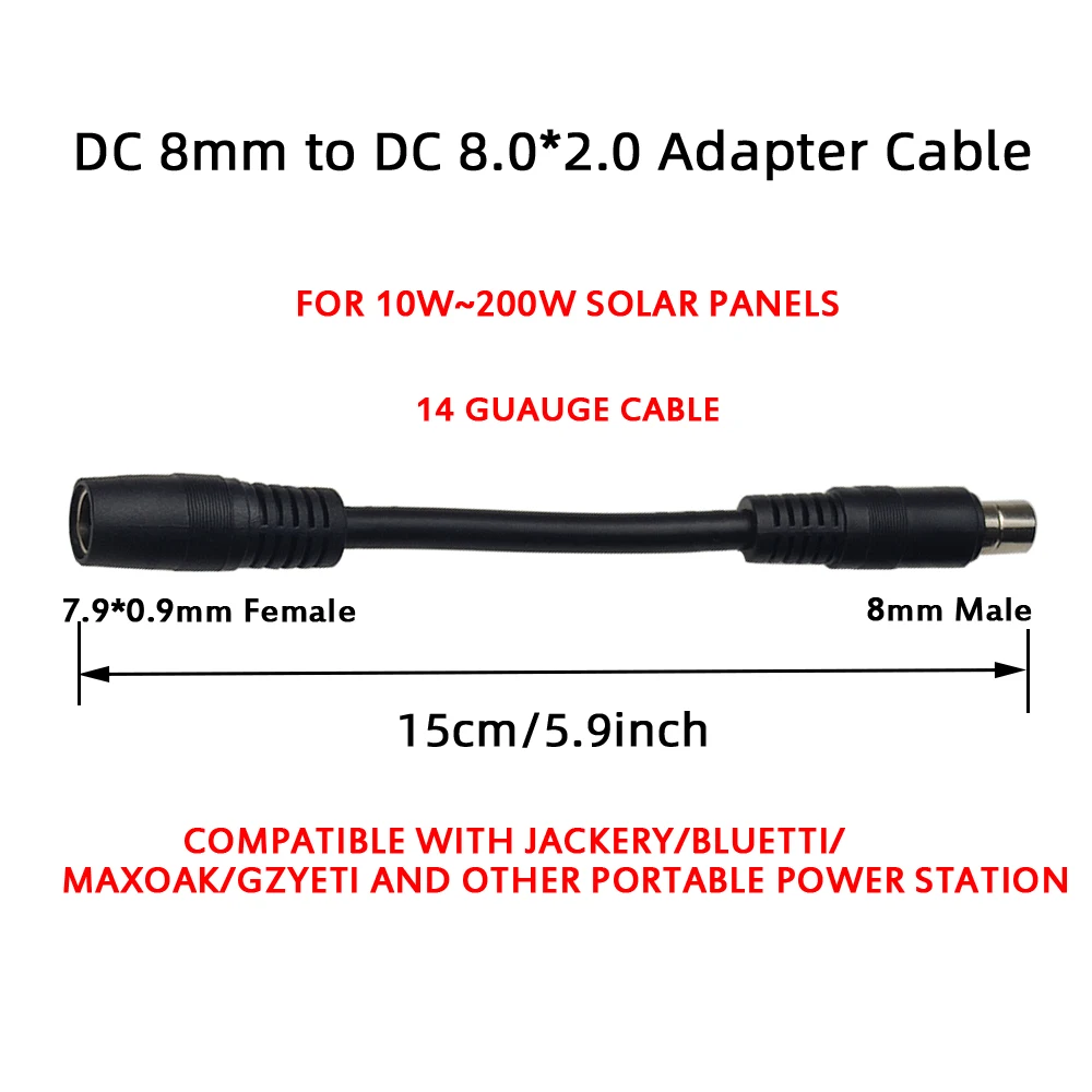 2PCS DC Power Adapter Cable DC 7909 to DC8020 Connector Cord for Portable Power Station Compatible with Jackery Explorer Series