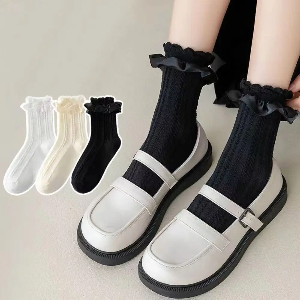 New Mesh White Lace Socks Princess Spring Lolita Socks Sweet Autumn Mary Jane Shoes Socks Girls